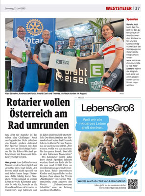 Zeitungsbericht  Präventionsteam Schultüte  Sponsoring Rotary Kleine Zeitung