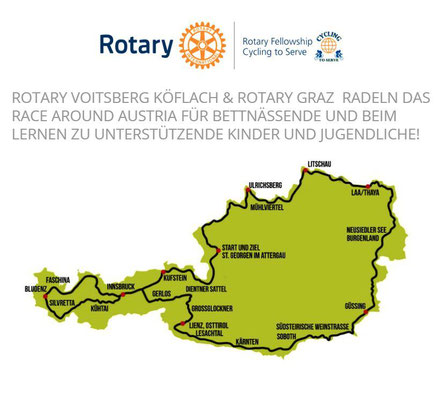 Rotary Club orgnasiert Spendengelder für den Verein Schultüte mit einem Race Around Austria. Organisiert von Thomas Jaklitsch.