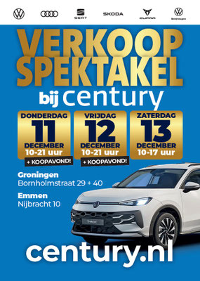 Binnenkort: Automotive Sales Event bij Century Groningen en Emmen - officieel merkdealer Volkswagen-Audi-SEAT-Škoda