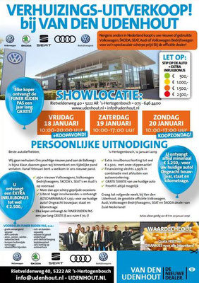 Direct Mailing - Automotive Sales Event - Van den Udenhout 's-Hertogenbosch - Volkswagen-Audi-SEAT-ŠKODA - januari 2019 - 76 verkochte auto's in 1 weekend