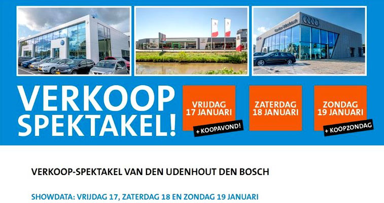 Online bannering - Automotive Sales Event - Van den Udenhout Den Bosch - Volkswagen-Audi-SEAT-ŠKODA-Volkswagen Bedrijfswagens - 88 verkochte auto's in 1 weekend