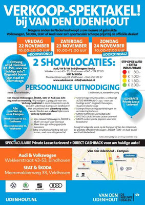 Direct Mailing - Automotive Sales Event - Van den Udenhout Eindhoven - Volkswagen-Audi-SEAT-ŠKODA - november 2019 - 118 verkochte auto's in 1 weekend