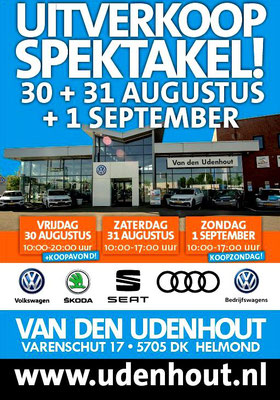 Buitenreclame - Automotive Sales Event - Van den Udenhout Helmond - Volkswagen-Audi-SEAT-ŠKODA - augustus 2019 - 36 verkochte auto's in 1 weekend
