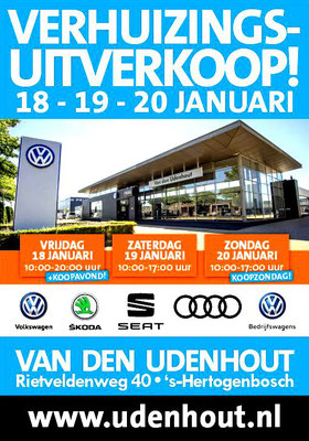 Buitenreclame - Automotive Sales Event - Van den Udenhout Den Bosch - Volkswagen-Audi-SEAT-ŠKODA - januari 2019 - 76 verkochte auto's in 1 weekend