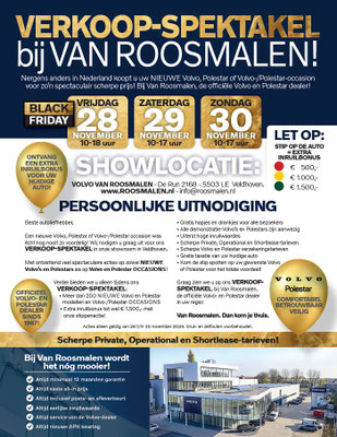 Direct Mailing - Automotive Sales Event bij Van Roosmalen Veldhoven - officieel dealer van Volvo en Polestar - 28-29-30 november 2025 - 45 verkochte auto's in 1 weekend