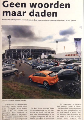 In de media: redactioneel artikel in automotive magazine over Automotive Sales Event bij het Feyenoord stadion in Rotterdam voor de gezamenlijke Rotterdamse dealers