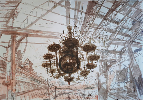 Vernichtung, 2022, Tusche auf Papier, 150x215 cm