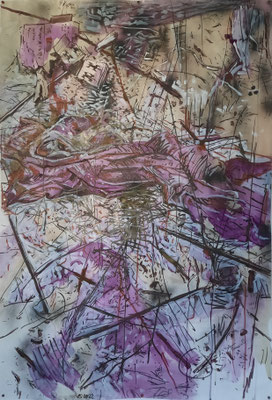 Erdboden 2, 2022, Tusche auf Papier, 147x100 cm
