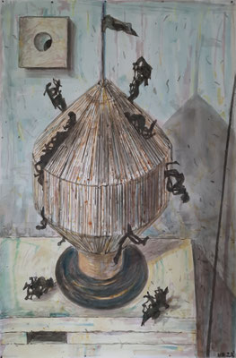 Karussell, 2023, Tusche auf Papier, 225x150 cm