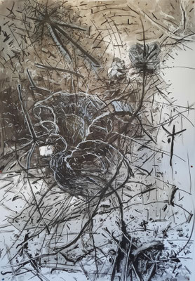 Erdboden 6, 2022, Tusche auf Papier, 147x100 cm