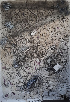 Erdboden 1, 2022, Tusche auf Papier, 147x100 cm