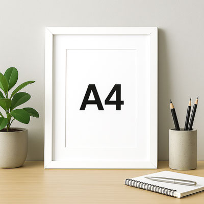 A4 (21 bij 29,7 centimeter). 