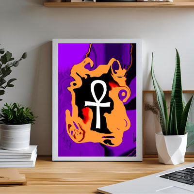 Formaat A4. Kunstwerk S204 'Het Egyptisch Anhk teken'. Andere afmetingen mogelijk! Maak een afspraak als je iets mooi vindt. Mail: ronmalestein@gmail.com