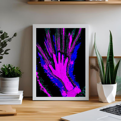  Formaat A4. Kunstwerk S106 'Aura healing hand. Andere afmetingen mogelijk!