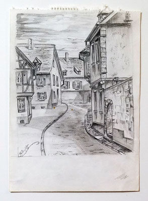 Altstadt, Bleistift auf Papier (1985)