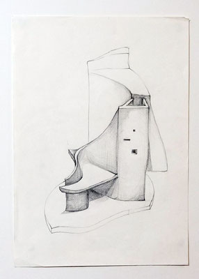 Architekturstudie, Bleistift auf Papier (1988) 