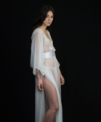 Haute couture lingerie from hot couture, divina pure silk slip, milk