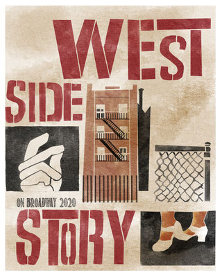 West Side Story, Theater Poster, Portfolio Piece from Bootcamp Assignment 2020 at makeartthatsells 