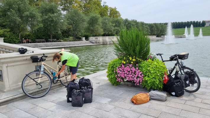 Velo putzen nach dem Katy-Trail