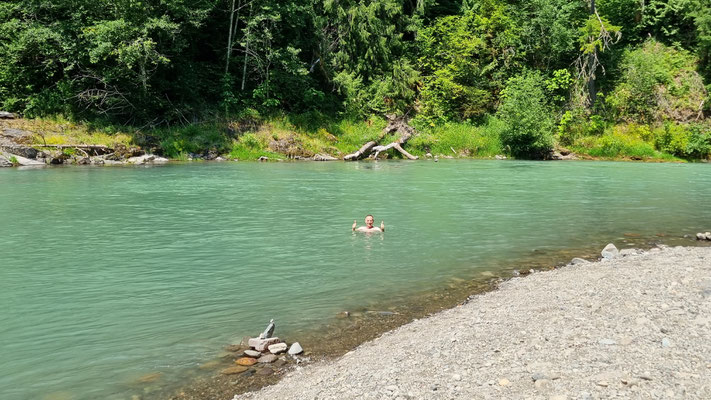 ein sehr erfrischendes Bad im Iron Creek