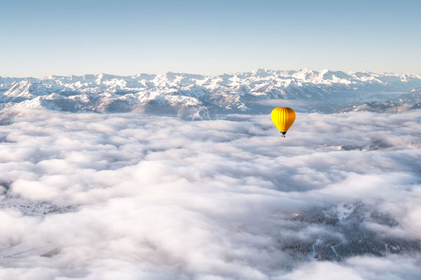 Mit einem Ballon über den Wolken vom Salzburger Land, Ballonwochen in Filzmoss, Österreich, Foto: Dirk Pagels, Fotograf in Teltow, Kleinmachnow, Stahnsdorf, Potsdam, Berlin, Bundes- Weltweit