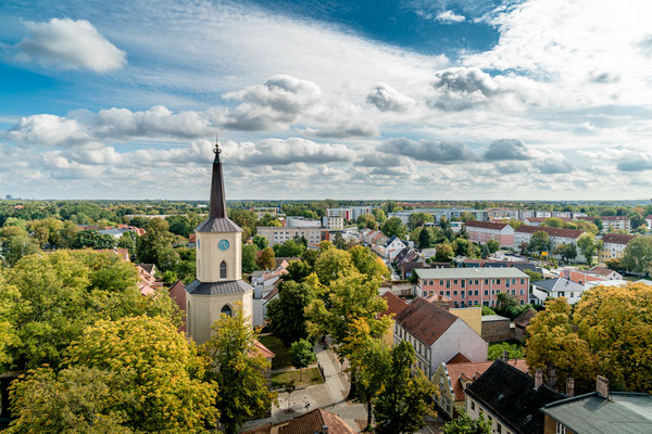 Altstadt Teltow aus der Luft, St. Andreaskirche Teltow, Foto: Dirk Pagels, Fotograf in Teltow, Kleinmachnow, Stahnsdorf, Potsdam, Berlin, Bundes- Weltweit
