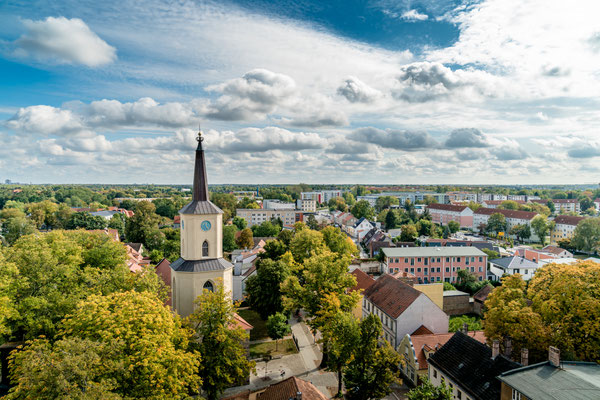 Altstadt Teltow aus der Luft, St. Andreaskirche Teltow, Foto: Dirk Pagels, Fotograf in Teltow, Kleinmachnow, Stahnsdorf, Potsdam, Berlin, Bundes- Weltweit