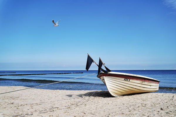 Fischerboot in Koserow auf Usedom, August 2020, Foto: Dirk Pagels, Fotograf in Teltow, Kleinmachnow, Stahnsdorf, Potsdam, Berlin, Bundes- Weltweit