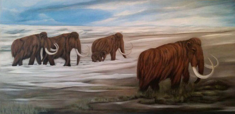 "Die Mammutherde" - 160 x 80 cm - Auftrag Wunschmotiv