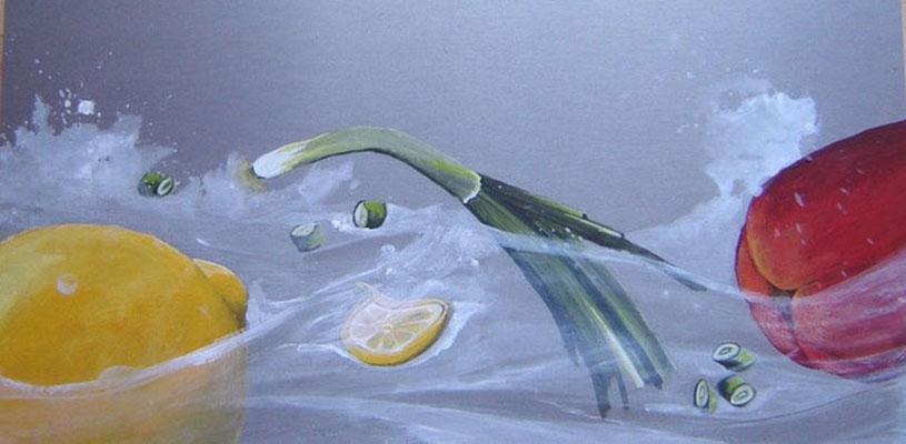 "Wasserbad II - Acryl auf Edelstahl -  Auftrag für Restaurant  "Rintheimer Stuben", Mannheimer Straße 2, Karlsruhe