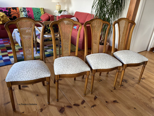 Chaises / Réfection complète assise mousse, tissu Casal Atlante Chanvre Ivoire