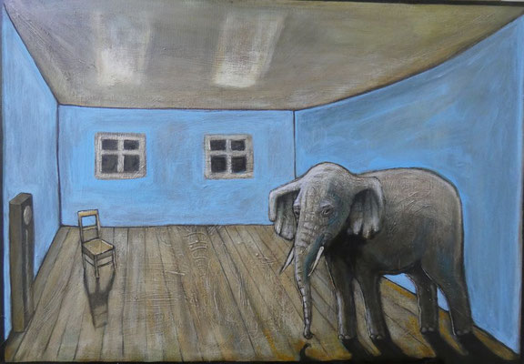 Der Abend des Elefanten, 70 x 100 cm, 2021