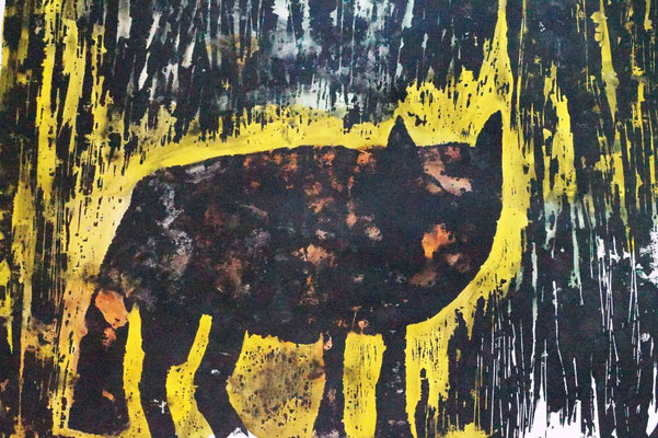 "The Wolf", Holzschnitt auf Papier, 2007