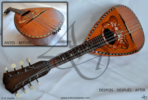 Comparação de restauração de mandolin Stridello