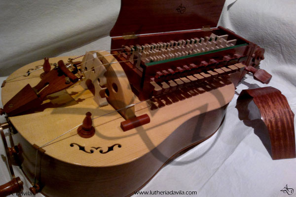 Vielle à roue en noyer et bubinga avec table en pin épicéa