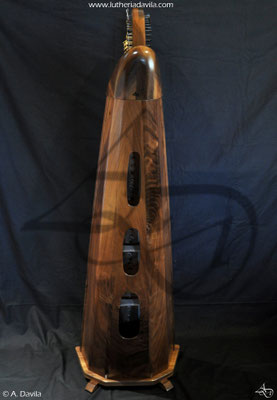 Harp 36 strings in wood of black walnut, soundboard of european spruce