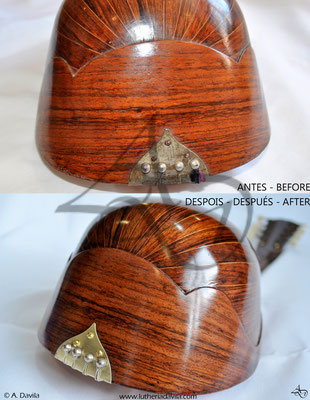 Comparação de restauração de estandarte de mandolin Stridello