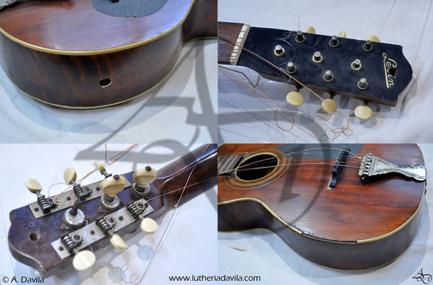 Estado inicial restauración guitarra Carlson Levin de 1930