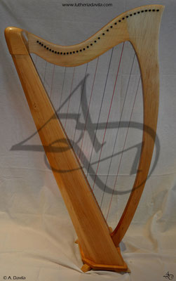 Harpa 36 cordas, madeira de maple e tampo de cedro vermelho