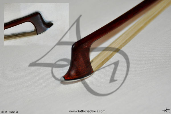 Violin bow tip, frog and winding repair.