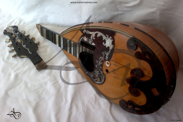 Estado inicial de restauração do mandolin Raffaele Calace.
