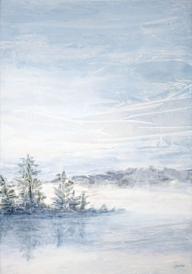 Nebel überm See. Acryl. 100 x 70 cm. 2018.    >1100 € gerahmt
