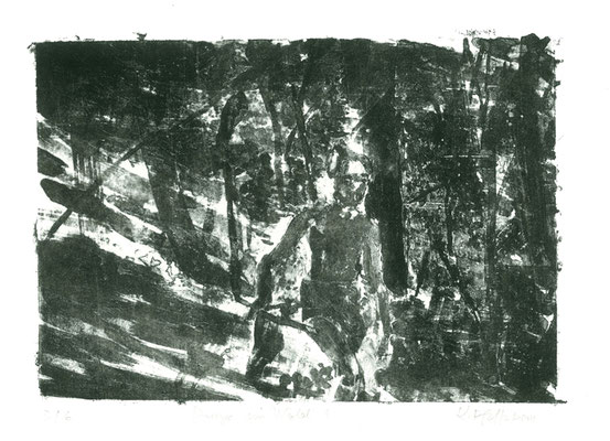 Junge im Wald. Lithographie