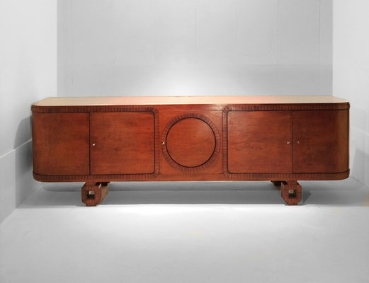 Grand Salon Énfilade Buffet Sideboard Attr. to Jules Leleu, French Master Ébenisterie in Walnut and Macassar, France, 1930-1934 - PN.Modern pnmodern.com