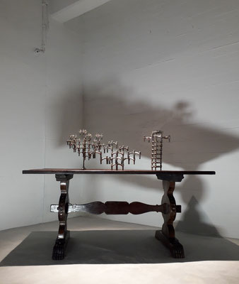 17th Century Italian Solid Walnut Rustic Neo-Renaissance Dining Table