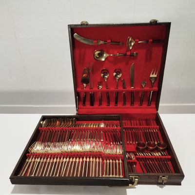 Jean Claude Artisanally Handcrafted Bronze Rosewood Cutlery, Siam / Thailand, 1960s - PN.Modern pnmodern.com