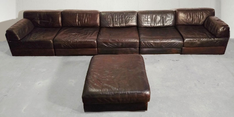 De Sede DS-76 Set of Seven Dark Brown Leather Convertible Modular Sofa, Switzerland, 1972 - PN.Modern pnmodern.com