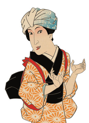 団子売り　男梅サワー広告用イラスト