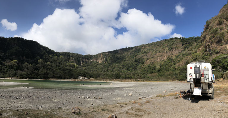 ..the volcano lake had a green color to it..