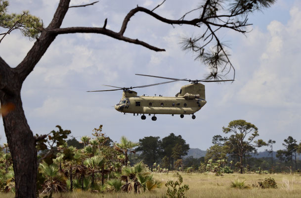 This was an amazing sight after driving over gravel road for over an hour suddenly this double rotor helicopter just rose up in front of us - obviously a army base in the middle of the jungle